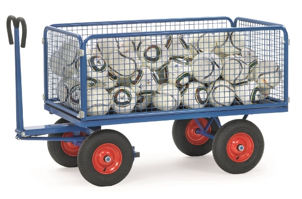 Afbeeldingen van Fetra Handtrekwagen laadvlak 1200x800mm Draagvermogen: 1000 kg met gaas zijwanden