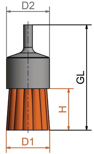 Afbeeldingen van LESSMANN Penseelborstel met stift, getordeerd 22mm 6 mm stift