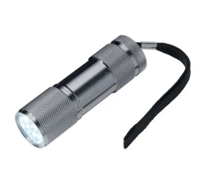 Afbeeldingen van Zaklamp aluminium met koord  9-leds, inclusief batterijen