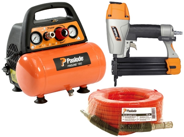 Afbeeldingen van Paslode FN1850.2 Pneumatisch afwerknagelapparaat + compressor en slang