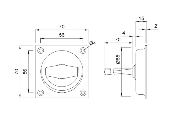 Afbeeldingen van KWS Ring-/komkruk Gatdeel 70x70x8mm F1