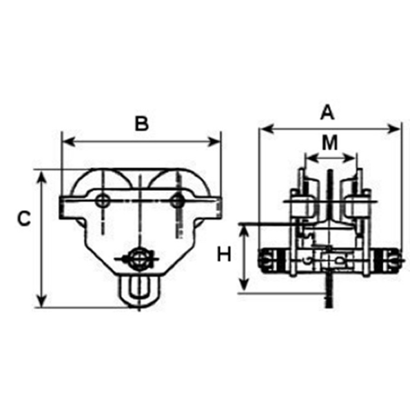 Afbeeldingen van ESTIL Duwloopkat EDL10,  1000 kg,  balkbreedte 64 - 203 mm