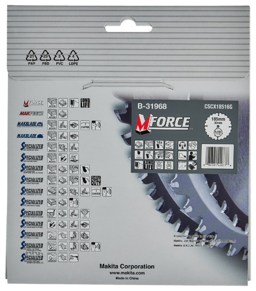 Afbeeldingen van Makita Zaagb Mforce 185X30X2,0 16T15G B-31968