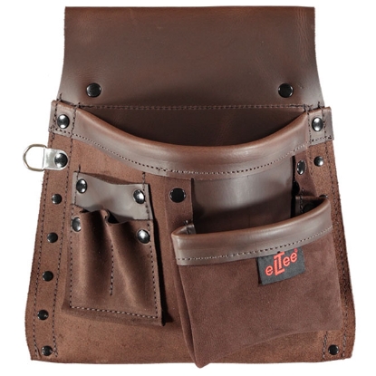 Afbeeldingen van Eltee Enkele gereedschapsgordel 5 vakken en gereedschapskoord ring (25x27.5cm) - Duurzaam leder